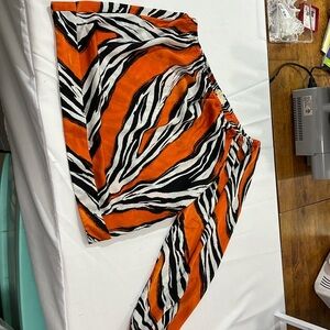 Michael Kors orange with zebra print one shoulder top
